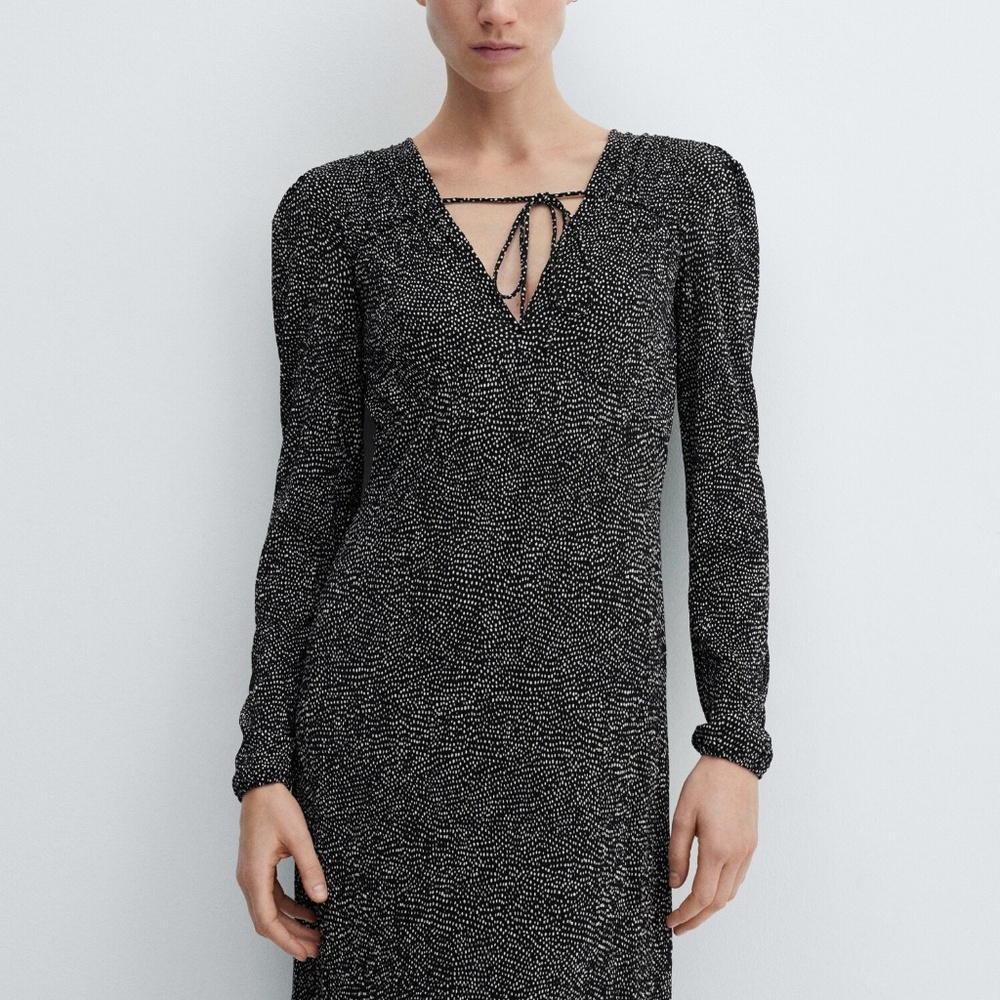 Mango Dot Patterned Printed Tie Dress size XL